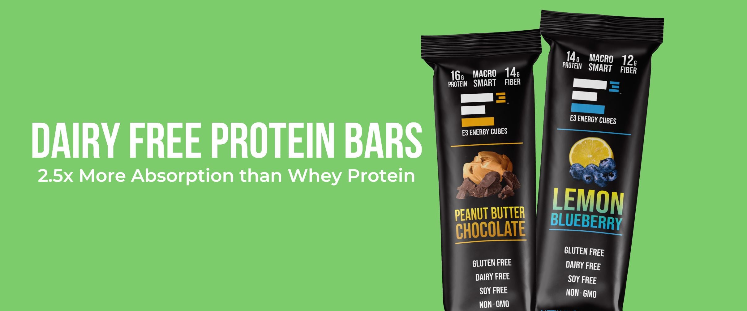 Dairy Free Protein bars High protein absorption 2.5x more E3 Energy Cubes Protein 